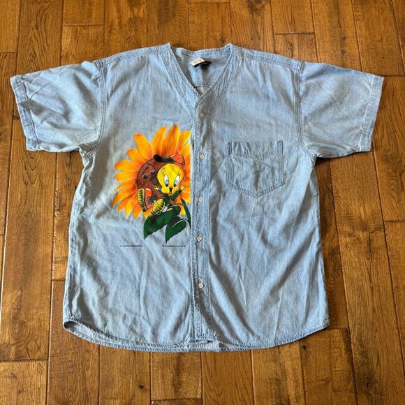 Looney Tunes Tops - VTG 1994 Looney Tunes Garmet Graphics Grunge Tweety Baseball Shirt XL Popart